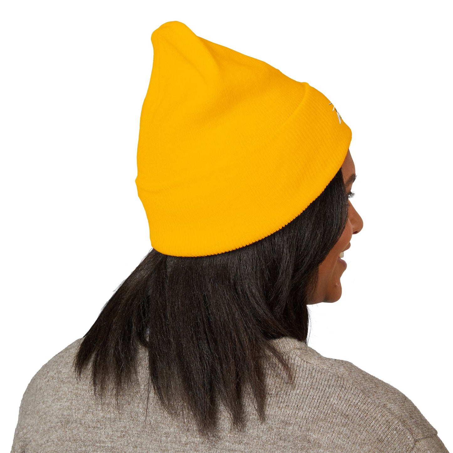 Sunrise Mountain Classic Cuffed Beanie - Embroidered Yellow Winter Hat