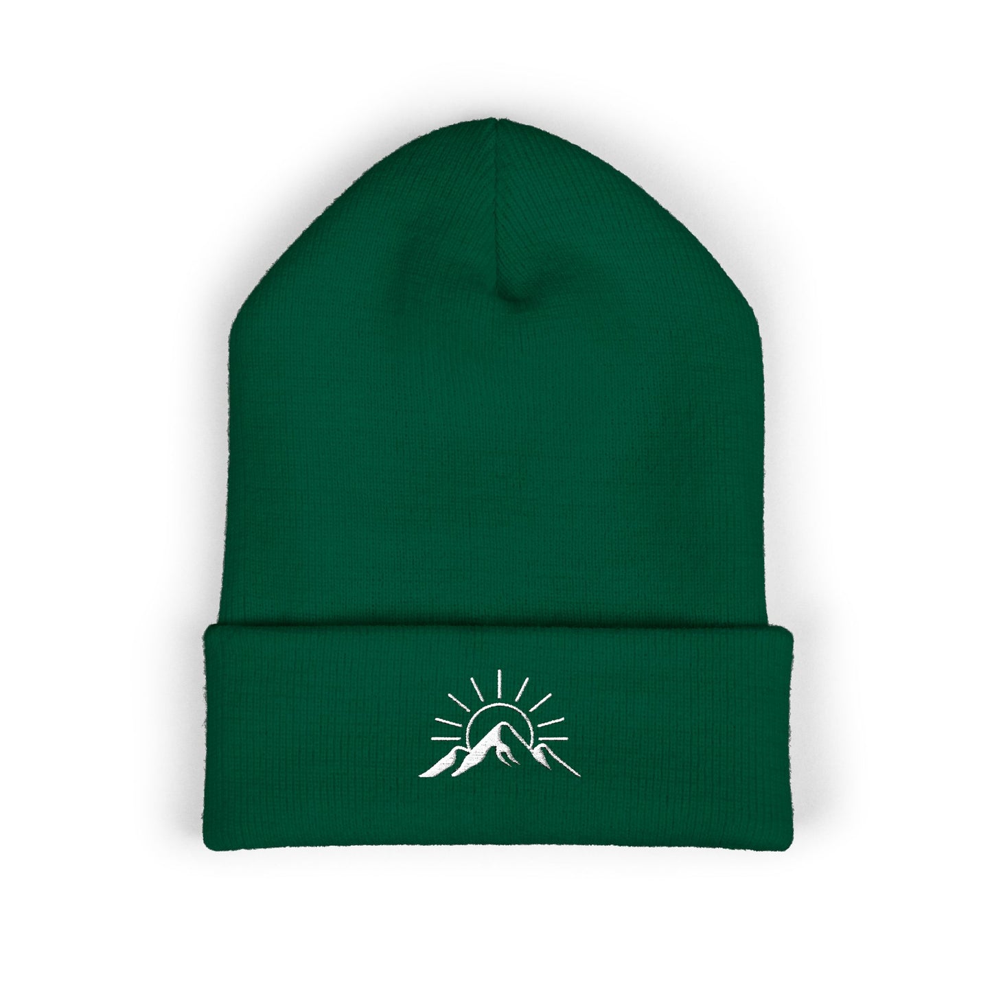 Sunrise Mountain Classic Cuffed Beanie - Embroidered Yellow Winter Hat