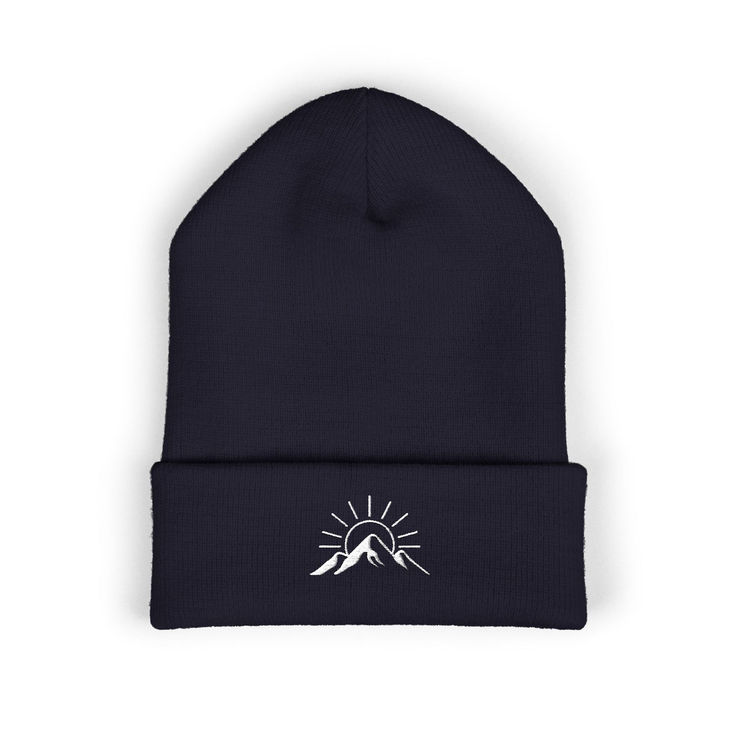 Sunrise Mountain Classic Cuffed Beanie - Embroidered Yellow Winter Hat
