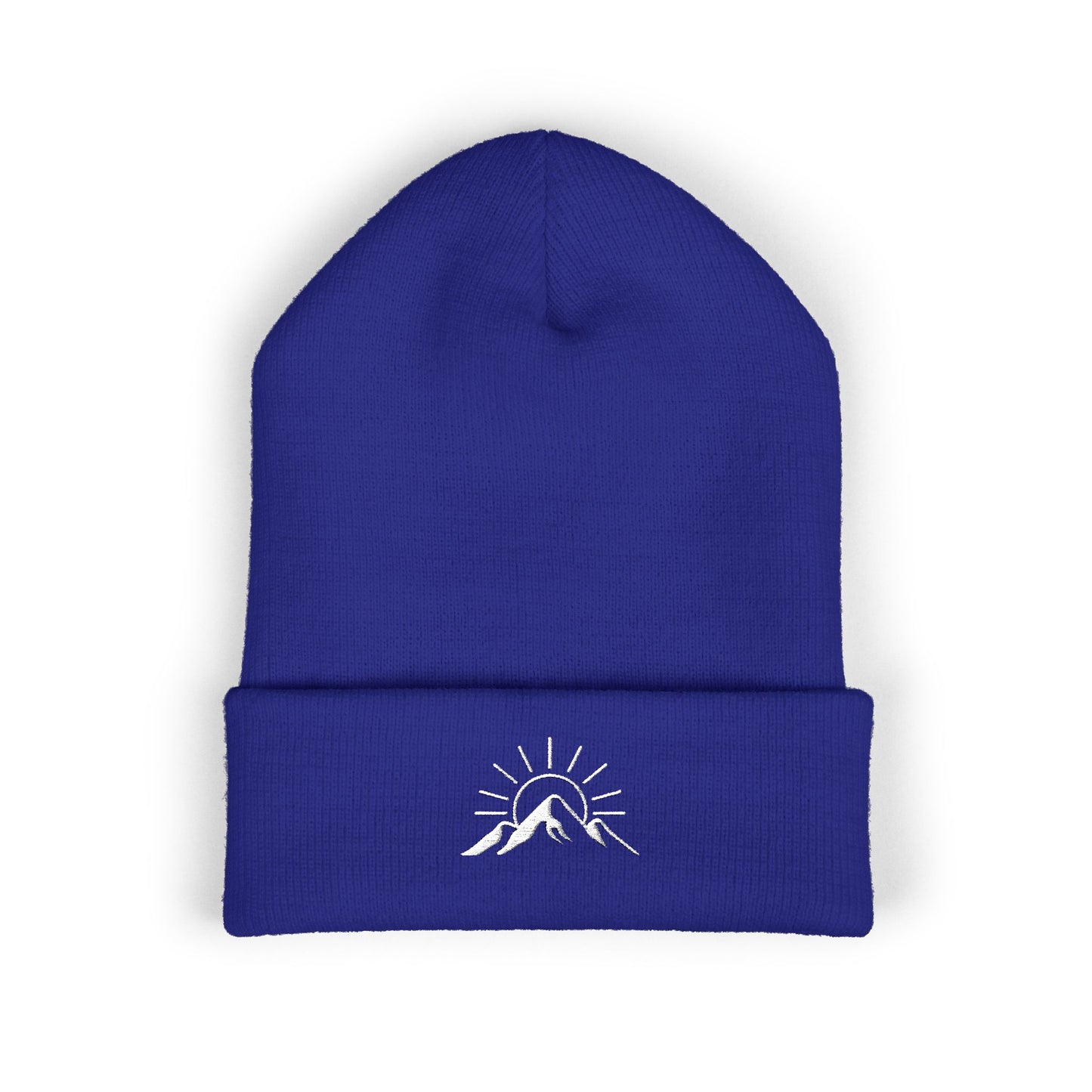 Sunrise Mountain Classic Cuffed Beanie - Embroidered Yellow Winter Hat