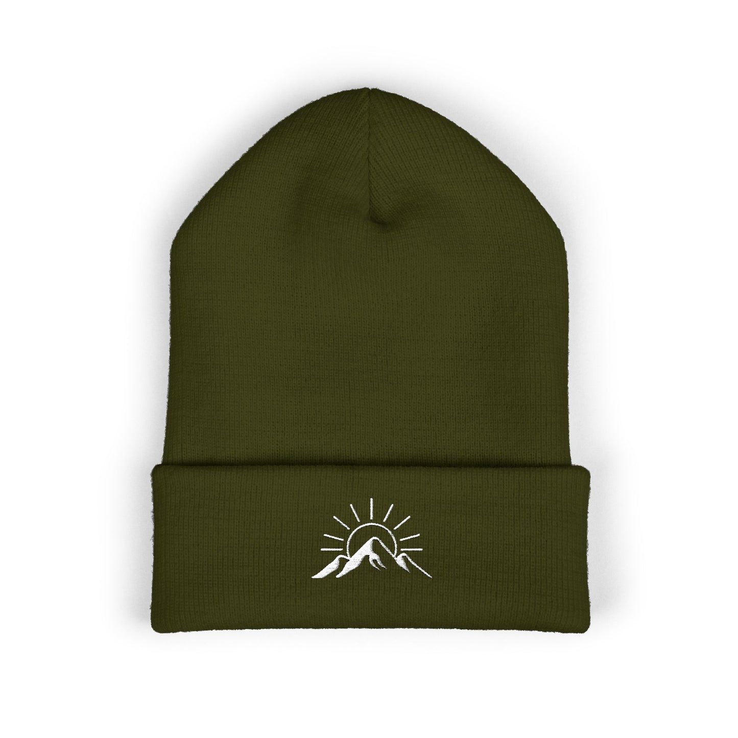 Sunrise Mountain Classic Cuffed Beanie - Embroidered Yellow Winter Hat