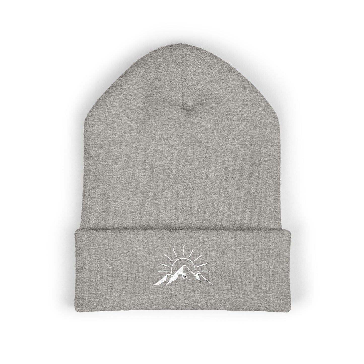 Sunrise Mountain Classic Cuffed Beanie - Embroidered Yellow Winter Hat