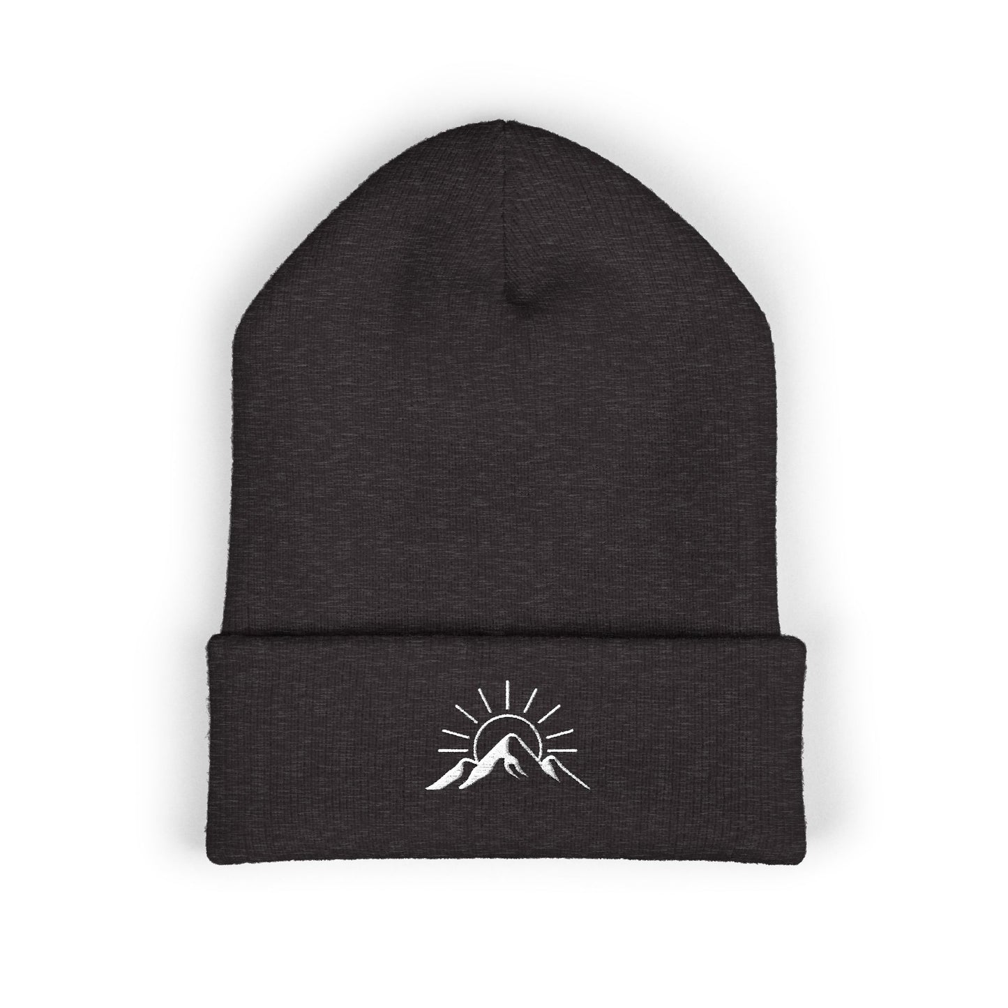 Sunrise Mountain Classic Cuffed Beanie - Embroidered Yellow Winter Hat