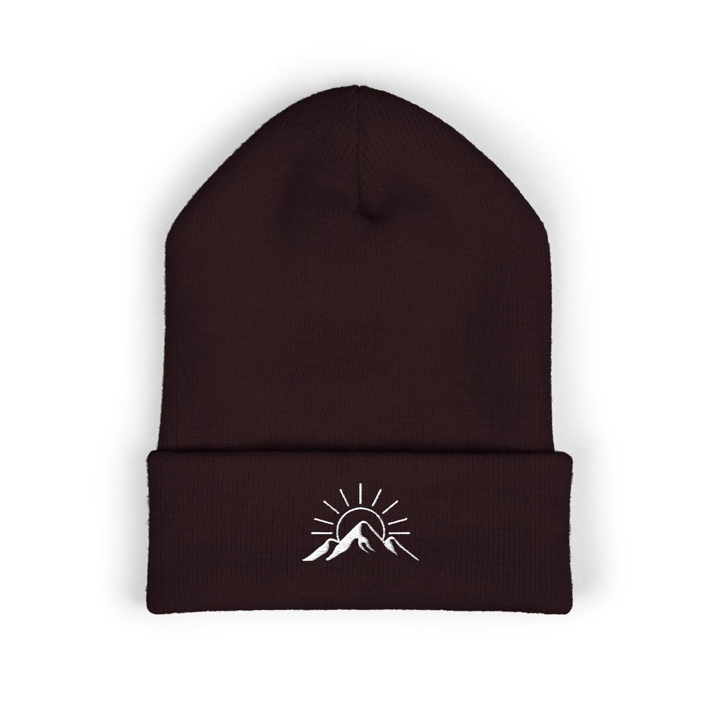 Sunrise Mountain Classic Cuffed Beanie - Embroidered Yellow Winter Hat